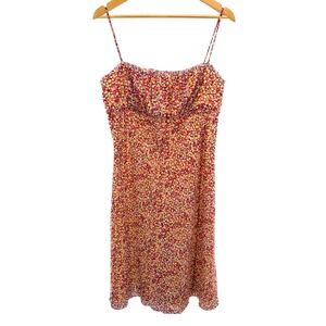VTG ABS by Allen Schwartz Y2K Floral Slip Mini Dress Sz 14 Cowl Neck 90s Cottage